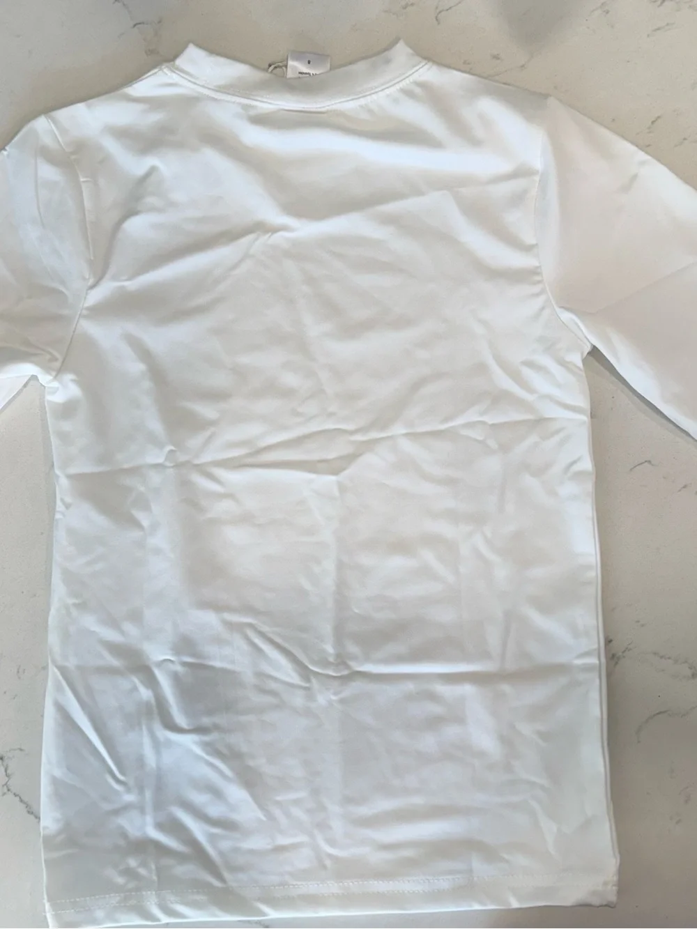 Kids White Short-Sleeve Swim Rashguard - Lightweight UV Protection